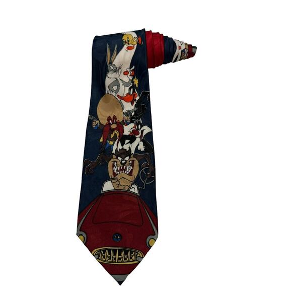 Balancine Looney Tunes Car Driving Taz Bugs Bunny Daffy Yosemite Sam Necktie - Picture 1 of 8